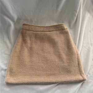 Endless Rose Soft Tan Mini Skirt with Gold Trim